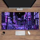Neon Vaporwave Skyline Pixel Art Desk Mat Gaming Mouse Pad
