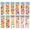 12 Sheets/Pack Kids Stickers 3D Puffy Bulk Cartoon Zoo Animal / Fruits Various Scrapbooking Stickers for Kids