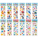 12 Sheets/Pack Kids Stickers 3D Puffy Bulk Cartoon Zoo Animal / Fruits Various Scrapbooking Stickers for Kids