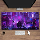 Neon Vaporwave Skyline Pixel Art Desk Mat Gaming Mouse Pad