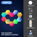 RGB Bluetooth LED Hexagon Light Indoor Wall Light with App Remote Control - 10 Pieces