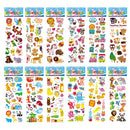 12 Sheets/Pack Kids Stickers 3D Puffy Bulk Cartoon Zoo Animal / Fruits Various Scrapbooking Stickers for Kids