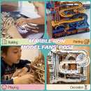 Marble Run DIY Waterwheel Wooden Model Building Block Kit