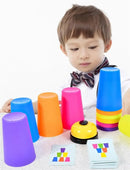Stacked Cup Game Battle With Cards Toy - Educational Color Cognition Logic Training For Kids