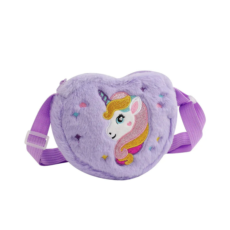 Lovely Heart Shape Unicorn Handbag For Girls - Mini Purse