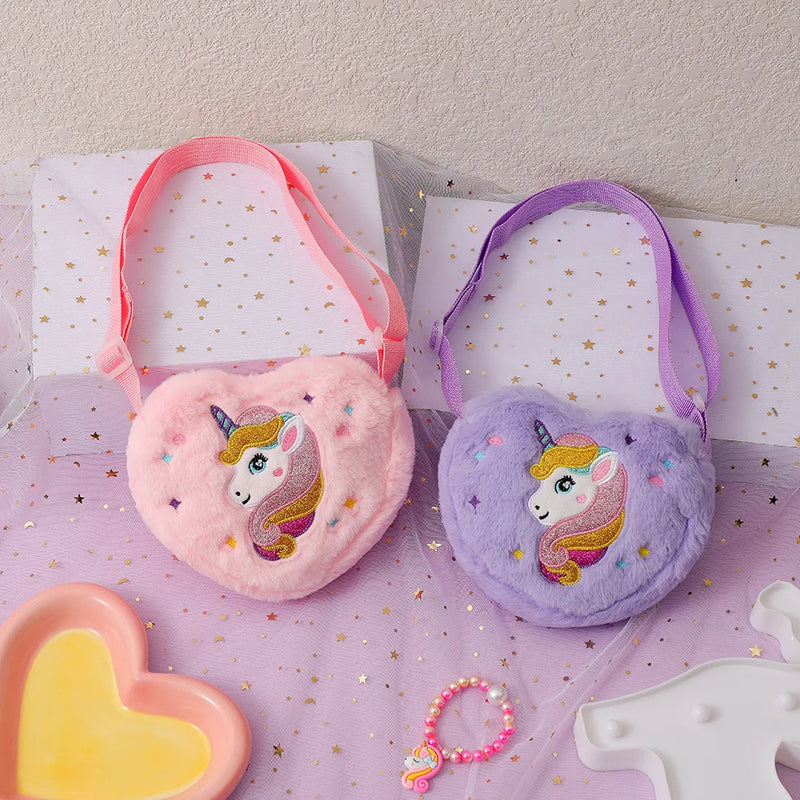 Lovely Heart Shape Unicorn Handbag For Girls - Mini Purse