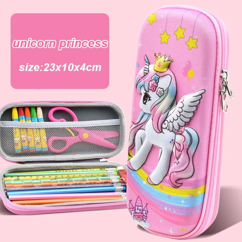 Kawaii 3D Pencil Case Unicorn EVA Large Capacity Waterproof Light Pencil Box for Student School Supply Stationery bag