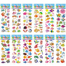 12 Sheets/Pack Kids Stickers 3D Puffy Bulk Cartoon Zoo Animal / Fruits Various Scrapbooking Stickers for Kids