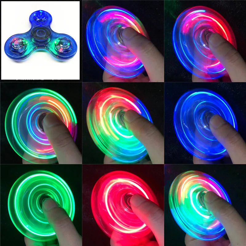 Led Fidgit Spinner Crystal Luminous LED Light Fidget Spinner