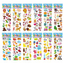 12 Sheets/Pack Kids Stickers 3D Puffy Bulk Cartoon Zoo Animal / Fruits Various Scrapbooking Stickers for Kids