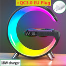 Multifunctional Wireless Charger + Stand Alarm Clock + Speaker RGB Light Fast Charging Station for iPhone X 11 12 13 14 Samsung Mobile Phones