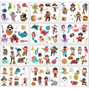 Fake Temporary Cartoon Tattoo Stickers For Kids 12 Pack | Cartoon Body Art Collection