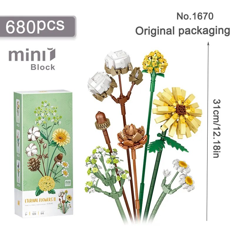 Creative Mini Building Blocks Flowers DIY