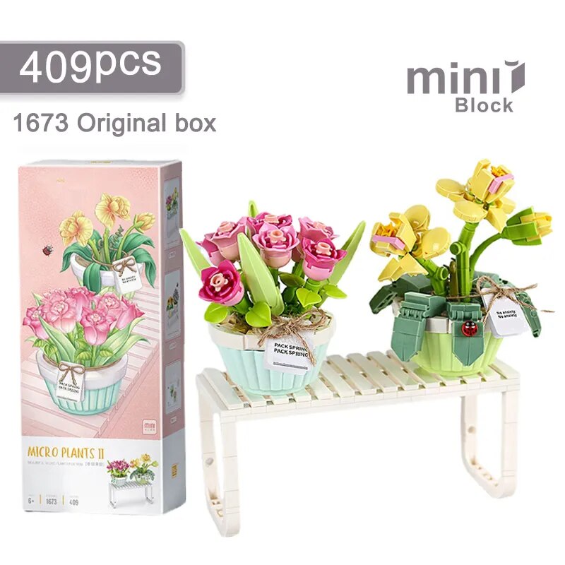 Mini Building Blocks Flowers DIY Plant Bouquets