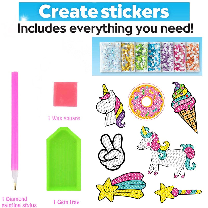 Kids Diamond Painting Sticker Kits for Children Easy DIY Disney Mermaid Cartoon Stickers