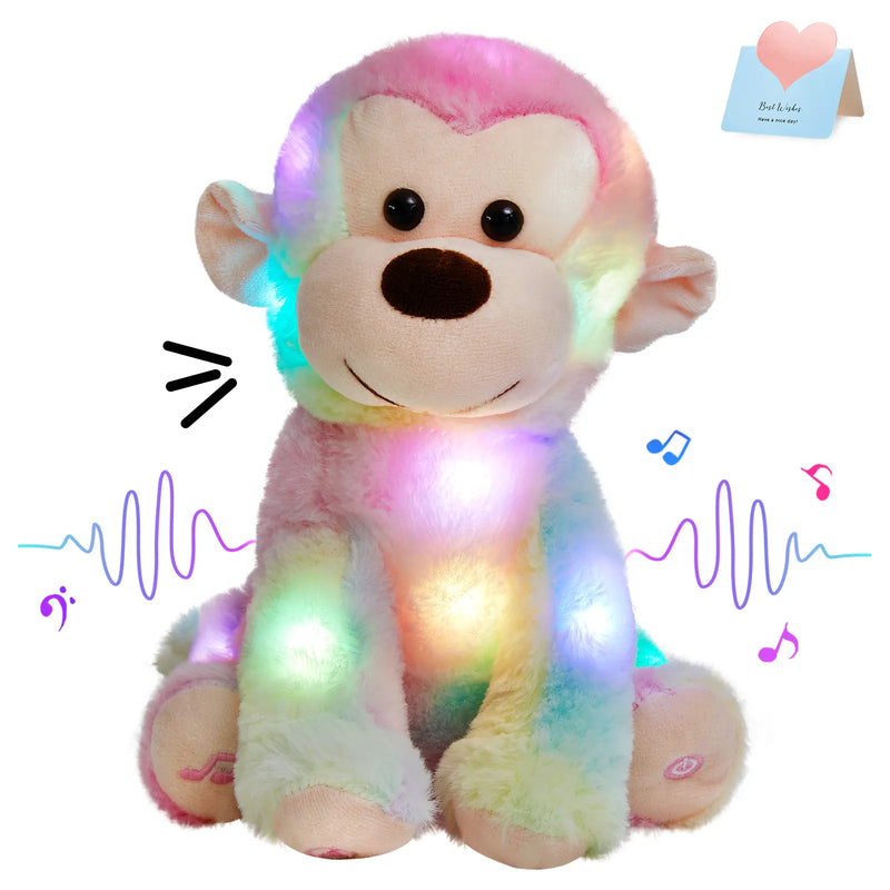 Recordable Colorful Plush Toys with LED - Cat, Bear, Dog, Monkey, Elephant