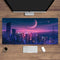 Neon Vaporwave Skyline Pixel Art Desk Mat Gaming Mouse Pad