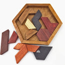 Tangram Intelligence Hexagonal Wooden Puzzles Educational Toys For Kids