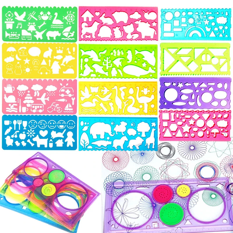 Geometry Spirograph Drawing Stencil Set Painting Template Ruler Art Craft Creative Children Kids Educational Toy Girls Boys Gift