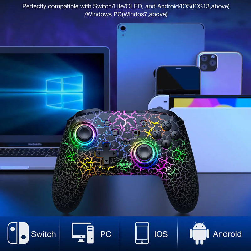 Dinofire Wireless Controller Gamepad for Nintendo Switch/Lite/OLED/PC, Android, and iOS with Turbo Function