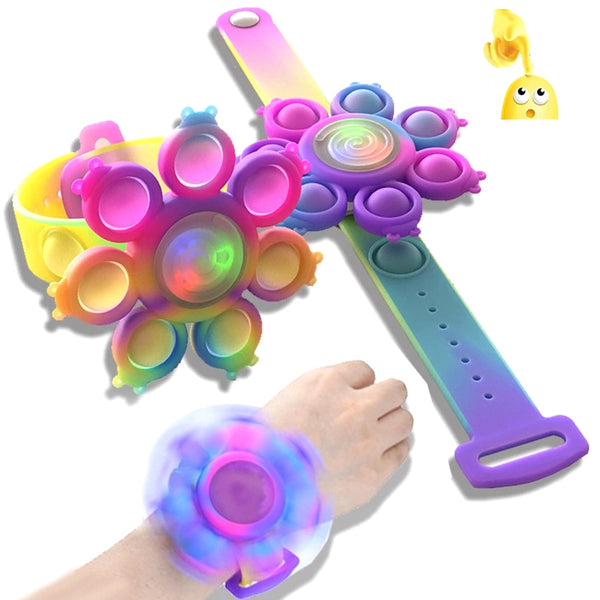 Octopus Spinning Pop Fidget Spinner Anti Stress Pops Wristband Light Bracelet Kawaii Push Bubble Kids Gifts