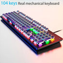 Retro Punk Mechanical Keyboard 104 Keys USB Wired Gaming Keyboard RGB Backlit