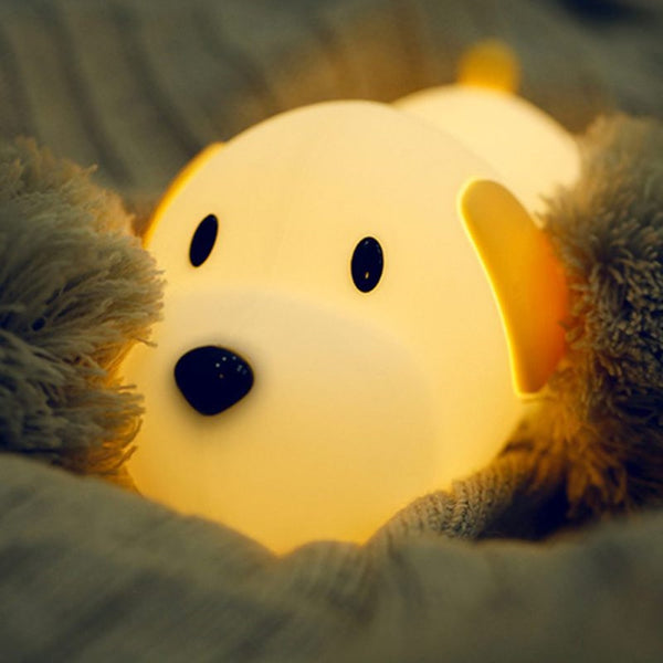 Dog LED Night Light Touch Sensor 2 Colors Dimmable Timer USB Rechargeable Bedside Puppy Lamp for Children