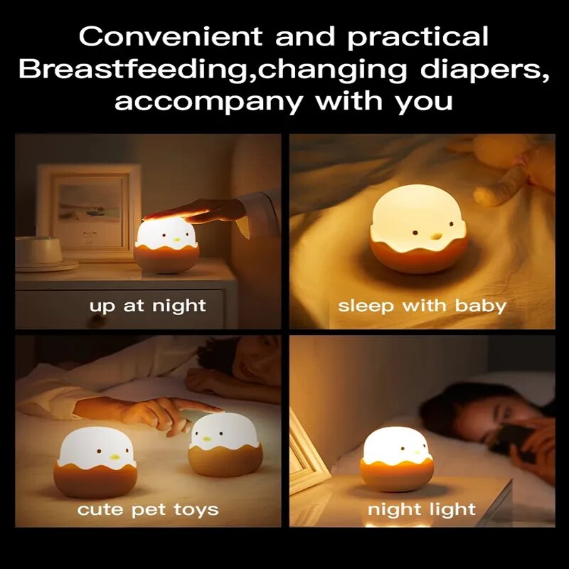 Chick in Egg Shell Easy Touch Night Light Rechargeable Bedside Lamp