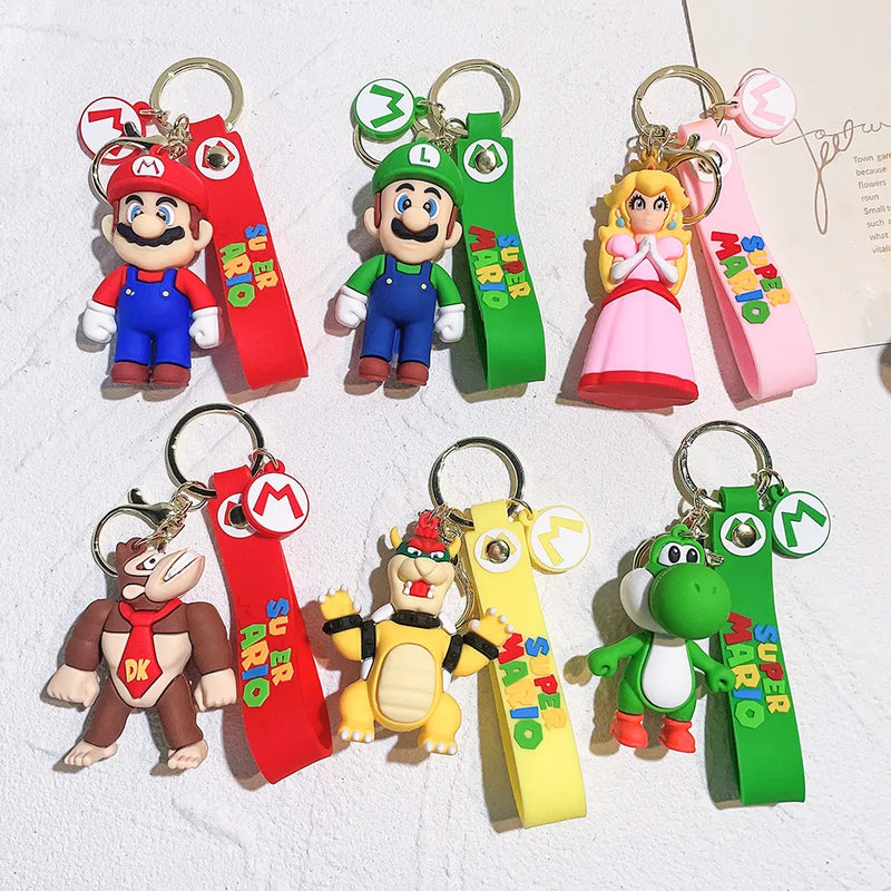 Super Mario Keychain Mario Bros Action Figure Key Ring