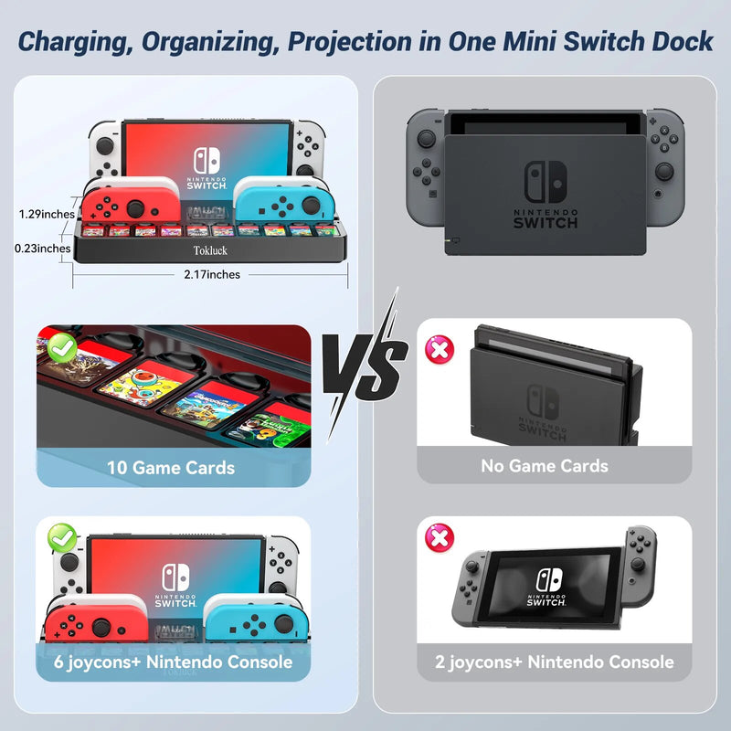 Joycon Charger Game Card Slot For Nintendo Switch TV Dock Station OLED Storage Charging Stand