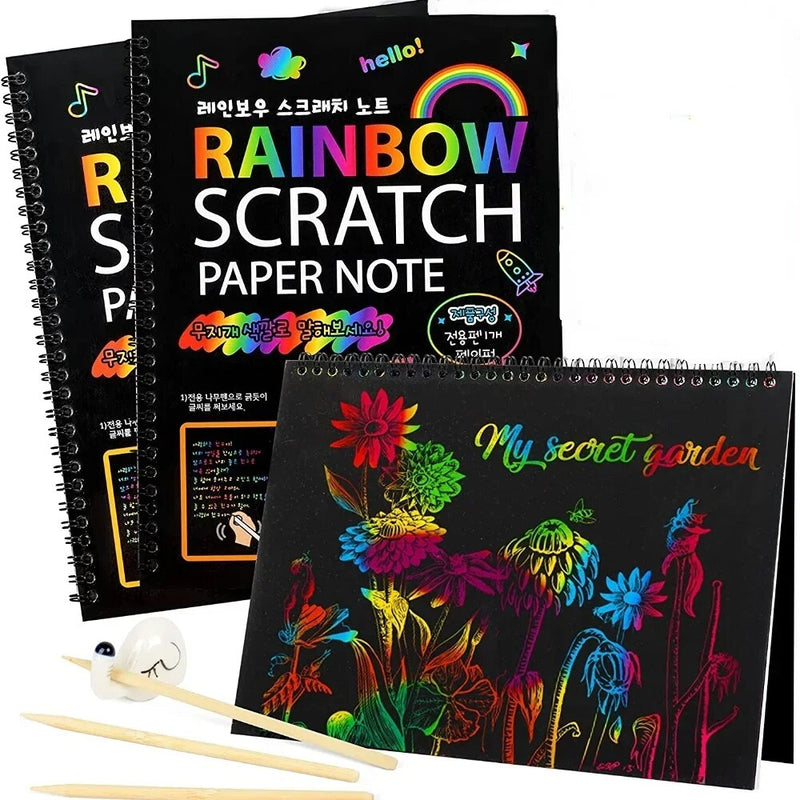 Rainbow Scratch Notebook for Kids - 10 Pack Magic Scratch Paper