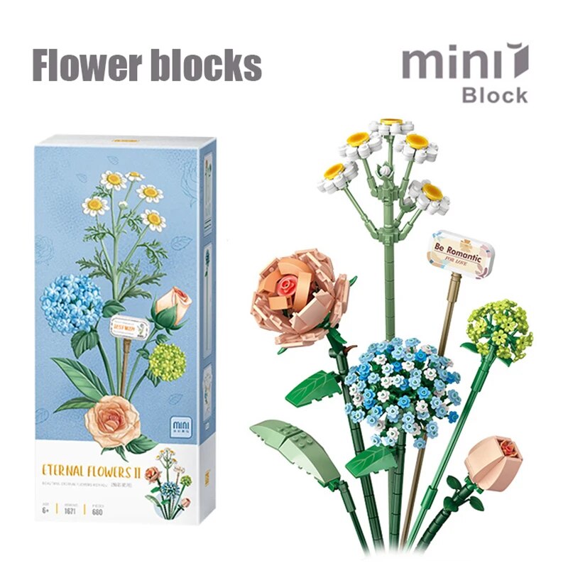Creative Mini Building Blocks Flowers DIY