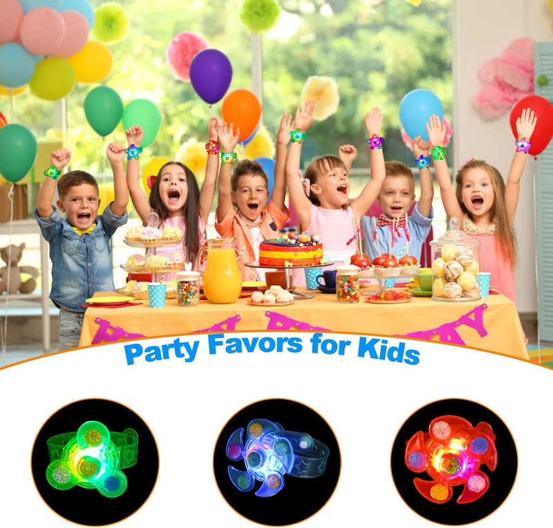 LED Light Up Fidget Spinner Bracelets Party Favors For Kids - Pack