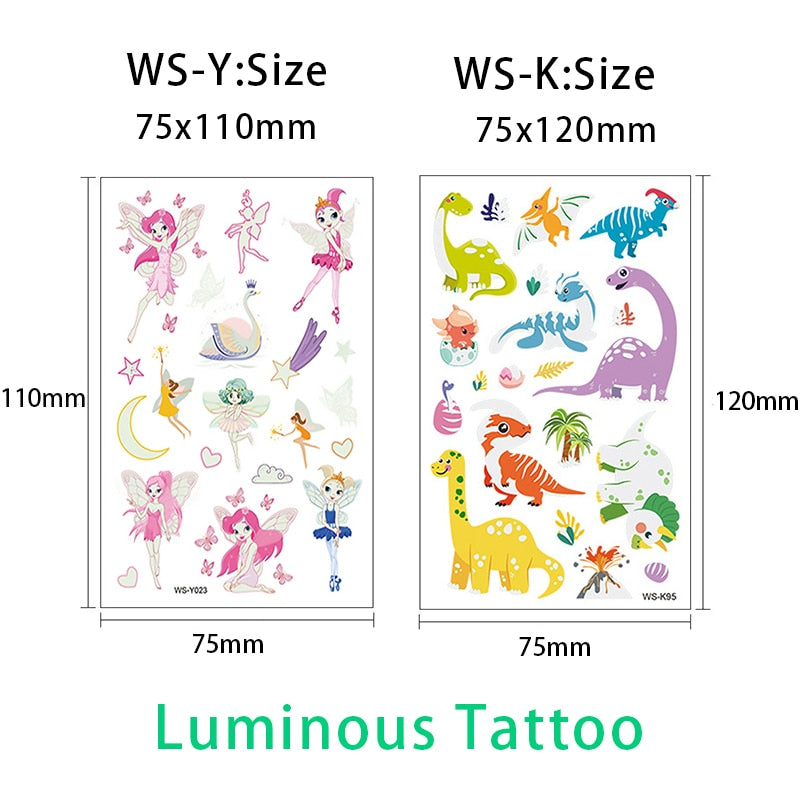 Luminous Temporary Tattoo Stickers for Kids Unicorn