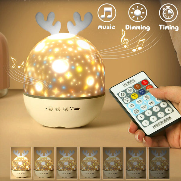 Deer Dimmable Night Light and Projector with Music function