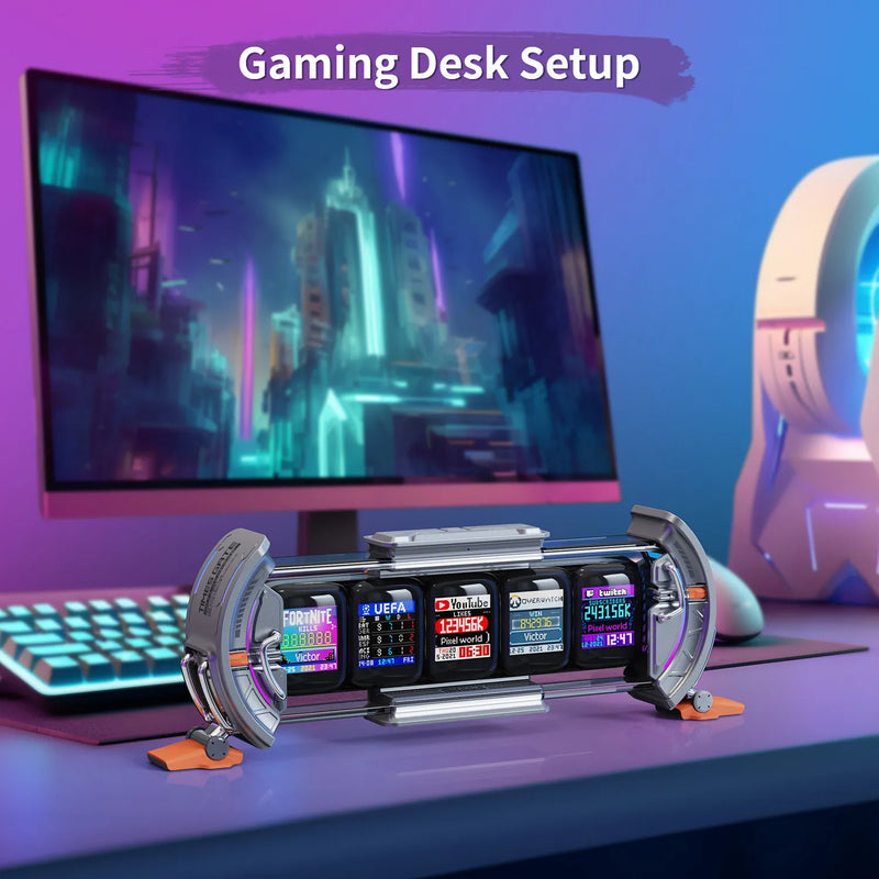 Times Gate Pixel Art Gaming Setup Clock with Smart App Control