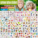 Fake Temporary Cartoon Tattoo Stickers For Kids 12 Pack | Cartoon Body Art Collection