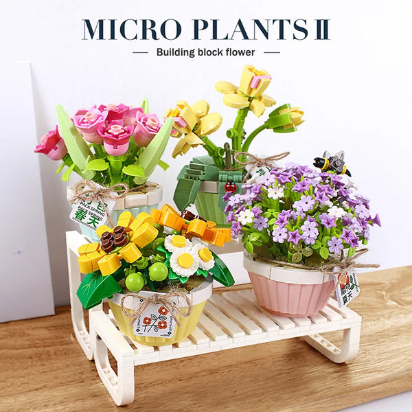 Mini Building Blocks Flowers DIY Plant Bouquets