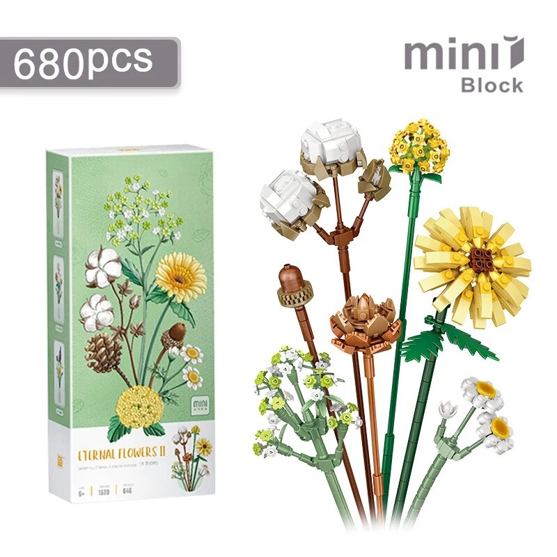 Cactus Mini Building Blocks DIY Creative Bonsai Succulent Flowers