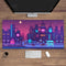 Neon Vaporwave Skyline Pixel Art Desk Mat Gaming Mouse Pad