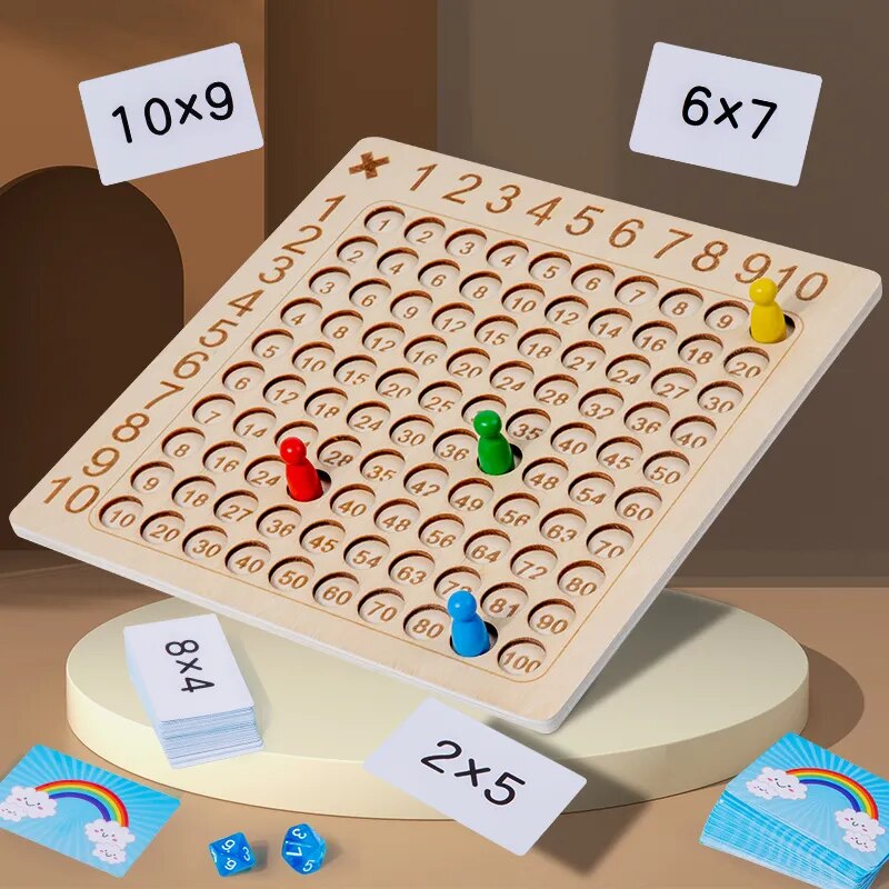Wooden Multiplication Math Board Game - Educational Toys