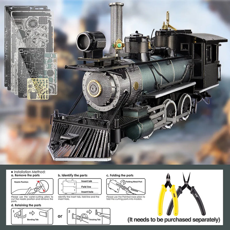 Metal Mogul Locomotive 282Pcs Assembly Train Model Building Kit DIY