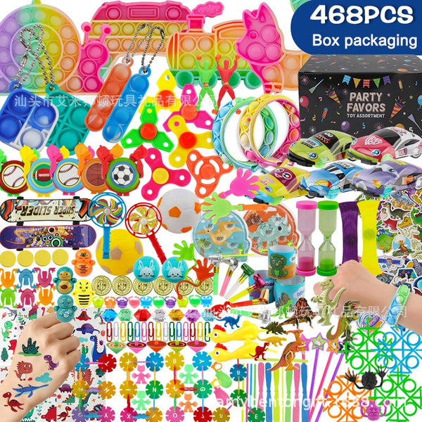 468/200Pc Bulk Toy Collection - Pop Push Bubble Stress Relief Toy Funny Anti Stress Fidget Toys Party Favors and Much more