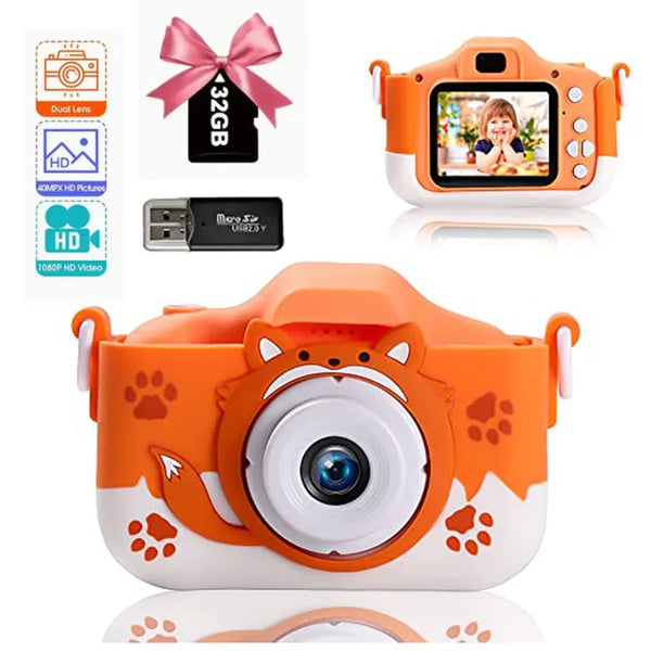 HD 1080P Kids Digital Camera 20MP With Shockproof Silicone Protection Cover